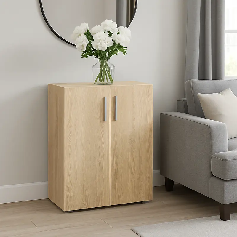 Madia Mobiletto Credenzina Legno 2Ante 2Ripiani Cucina Bagno Ufficio Salvaspazio