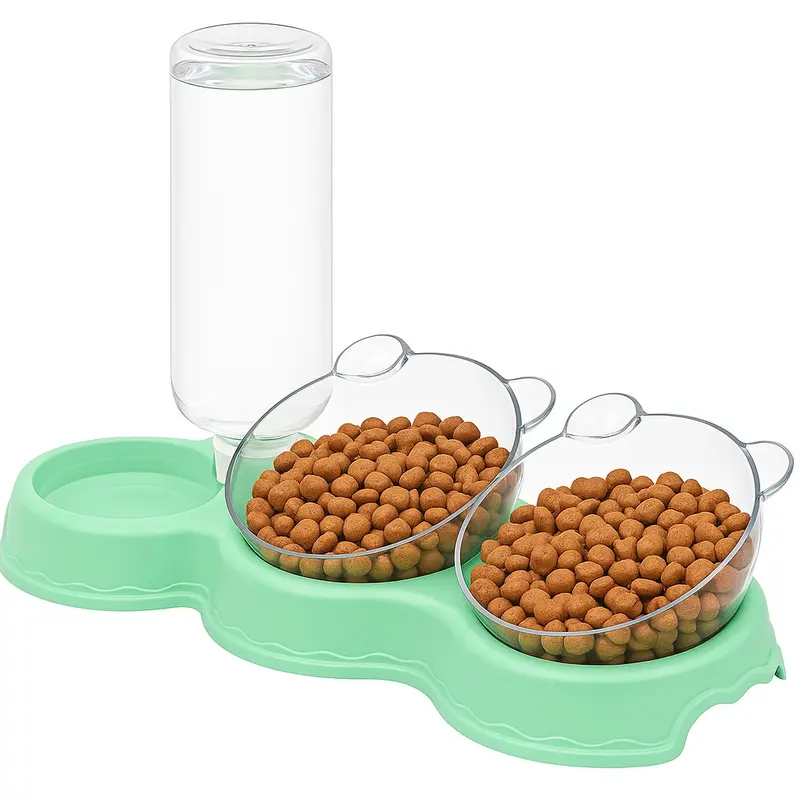 Mangiatoia Cani Gatti 3 Posti in ABS Colorato con Ciotole cibo e Dispenser Acqua 500ml vari colori