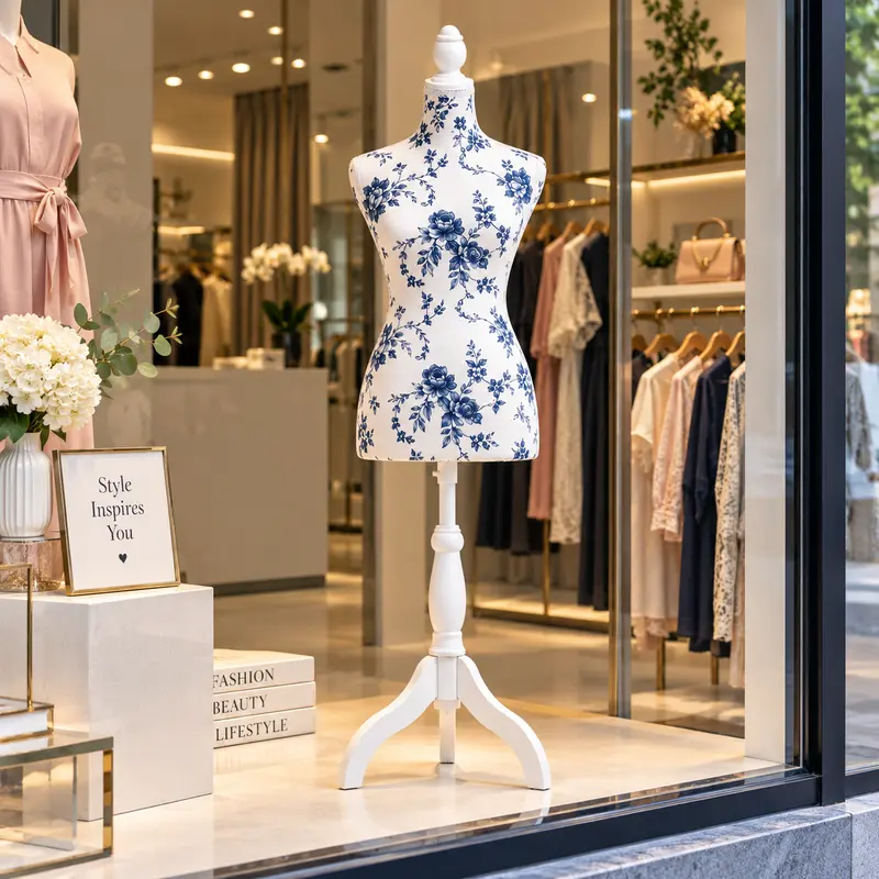 Manichino Sartoriale Donna con Base in Legno Bianca e 50 Spilli per Sartoria e Decorazioni