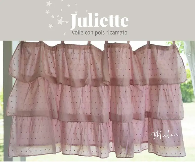 Mantovana con piccoli pois ricamati shabby chic con balze in puro cotone L'Atelier17