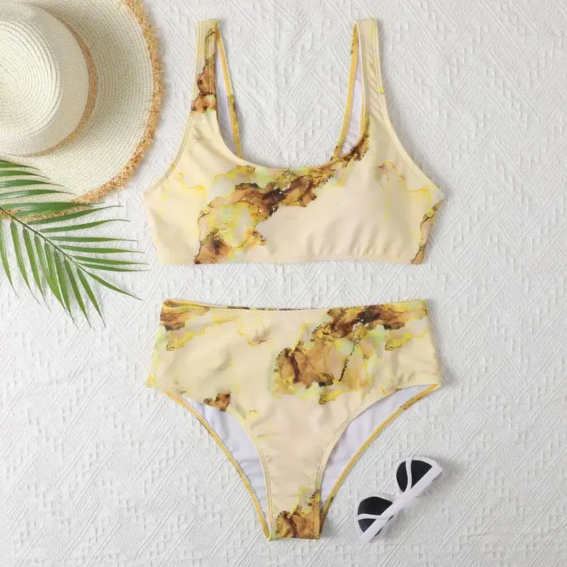 Marble Tie-dye Printing Women's Seperated Swimwear