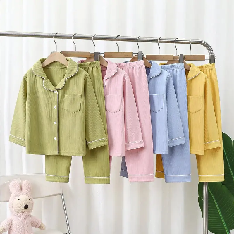 Men's And Women's Long-sleeved Lapel Loungewear Two-piece Set