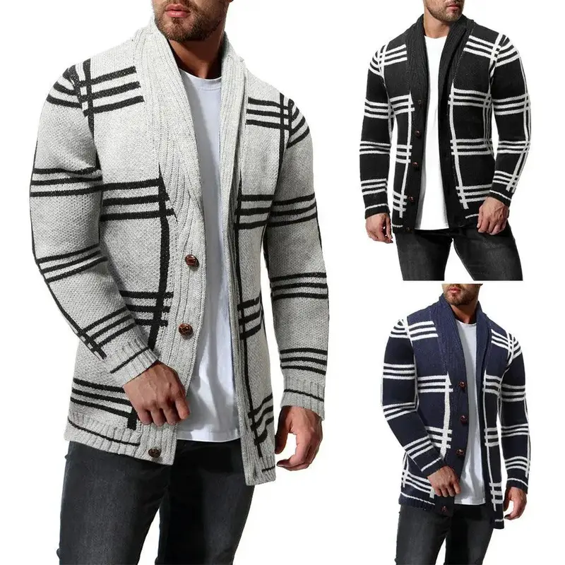 Men's Knitwear Sweater Fashion Color Blocking Cardigan Jacket