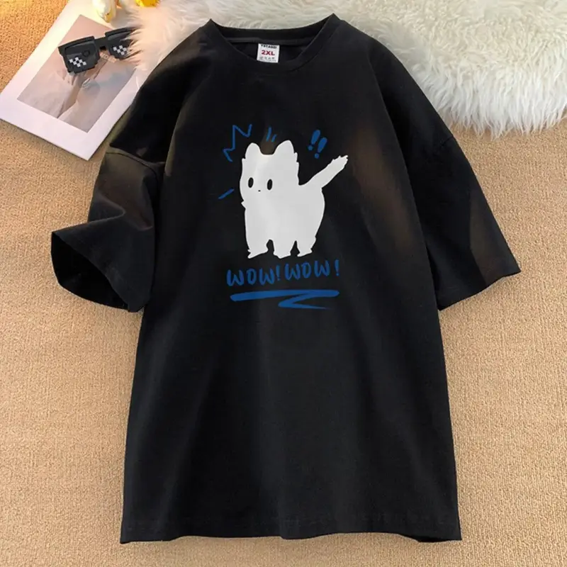 Men's Summer Bear Printed Short Sleeved T-shirt