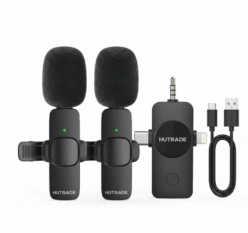 Microfono Senza Fili Doppio per Smartphone Tablet PC Audio Video Live Clip