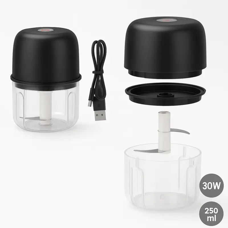 Mini Frullatore Portatile usb 250ml 30W Ricaricabile in Abs e Acciaio Facile da Pulire