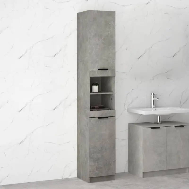 Mobile a Colonna Armadietto Salvaspazio da Bagno 4 Ripiani Interni 2 Ante H188cm