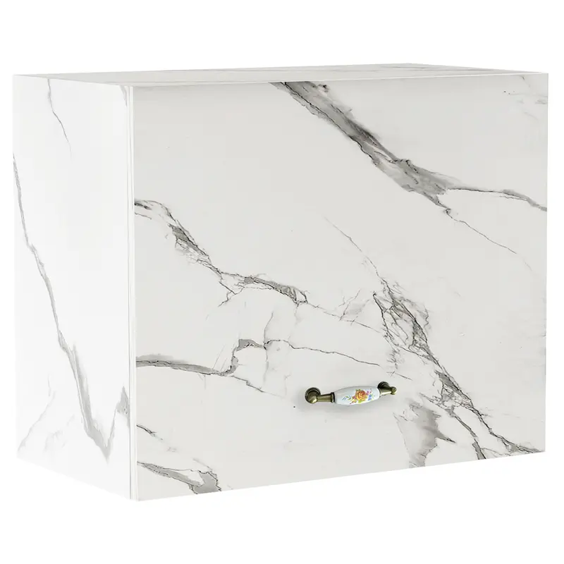 Mobile Cucina Pensile 1 Anta Componibile in Legno Colore Bianco Marmo 60x32 H49cm