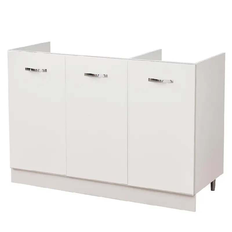 Mobile Cucina Sottolavello Componibile in Legno Colore Bianco con 3 Ante 120cm