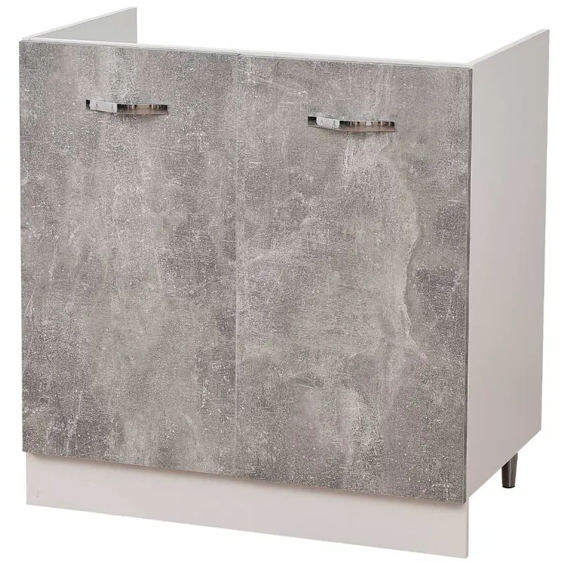Mobile Cucina Sottolavello Componibile in Legno Colore Grigio con 2 Ante 80cm