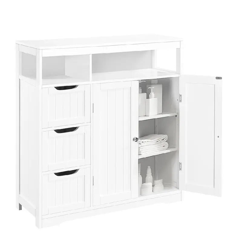 Mobile in Legno 80x30 H 86cm Bagno Camera Ingresso Salvaspazio 2 Ante 3 Cassetti