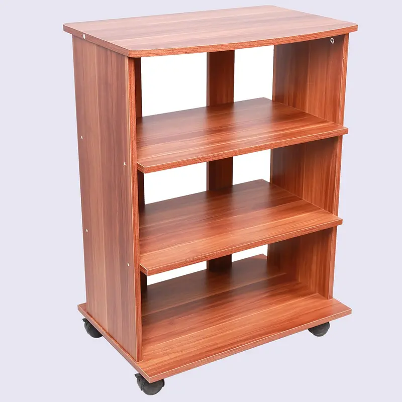 Mobile Multiuso in Legno Nobilitato 3 Ripiani e 4 Ruote Ciliegio 60x45 H80cm