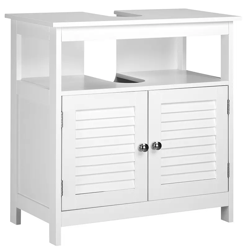 Mobile Sotto Lavabo per Bagno in Legno Bianco 2Ante 60x30 H60cm Moderno