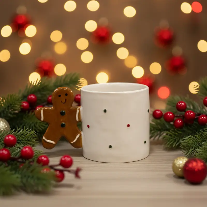 Mug Natalizio con Omino di Marzapane – Tazza da Latte in Ceramica