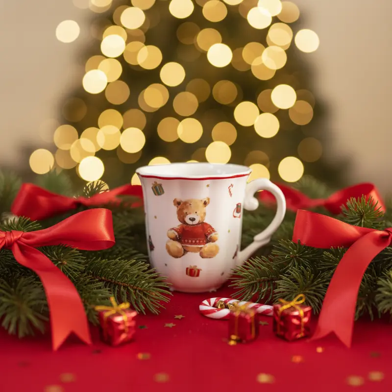 Mug Natalizio in Porcellana con Orsetto