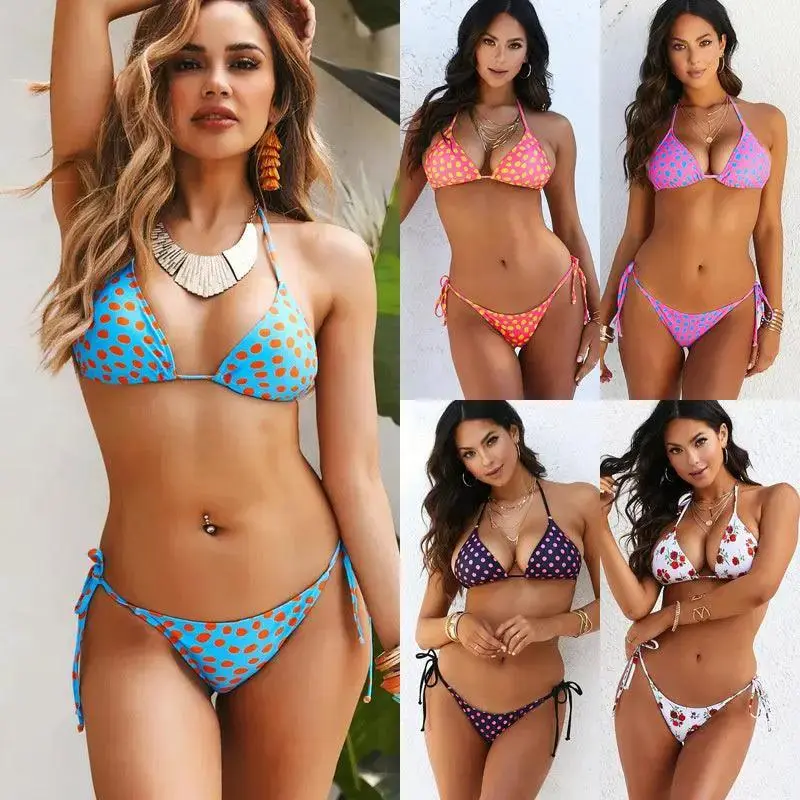 Multicolor Printed Split Swimsuit Bikini