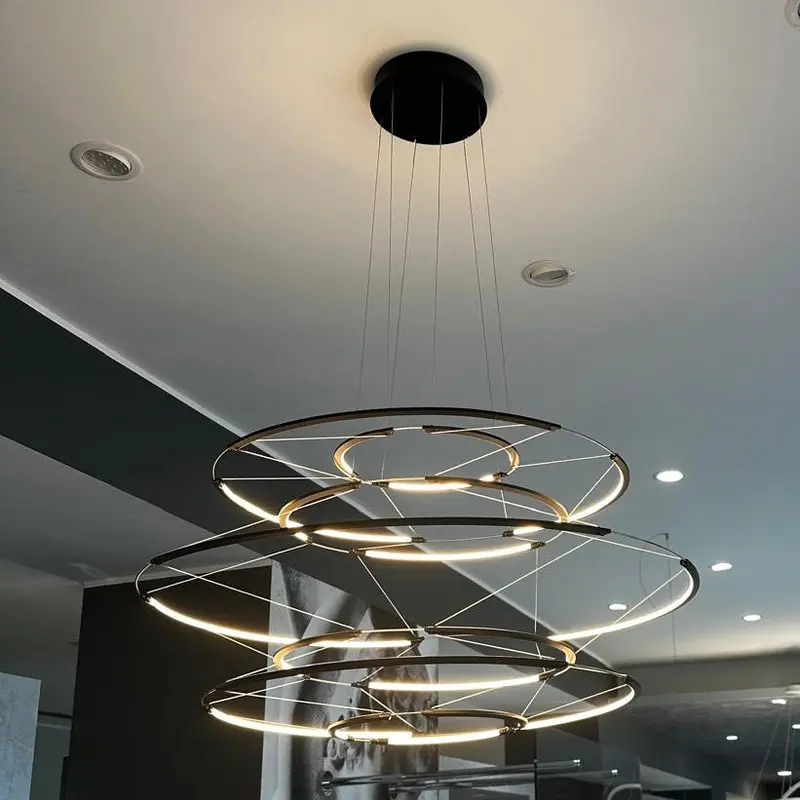 Nemo, lampada a sospensione Drop 7, alluminio opaco nero 2700 W, D90xh50 cm