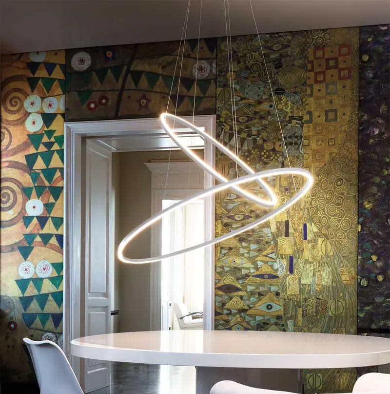 Nemo, lampada a sospensione Ellisse double mega, alluminio opaco bianco, 3000 W, L186 x P95 cm