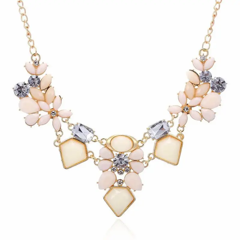 New Arrival Resin Fashion Colorful Cute Charm Gem Flower Choker Necklaces & Pendants Fashion Jewelry Woman Gift Summer style