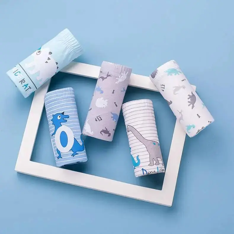 New Children's Underwear Boys' Cotton Triangle Five Boxed Underwear Cartoon Dinosaur Older Children's Underwear
