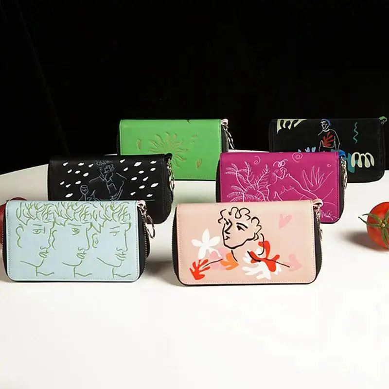 new creative PU leather women crossbody long wallets fashion bags in LINES series