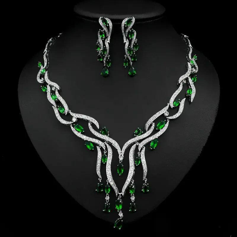 New Crystal Jewelry Zircon Jewelry Set Tassel Pendant