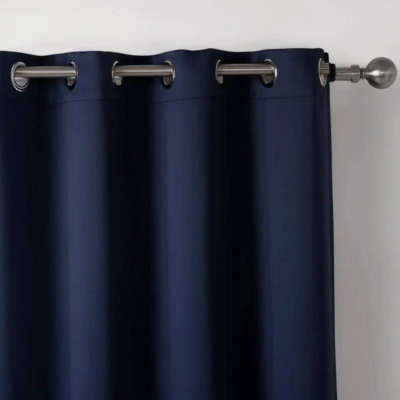 New Dark Blue Bedroom Blackout Fabric Printed Curtains