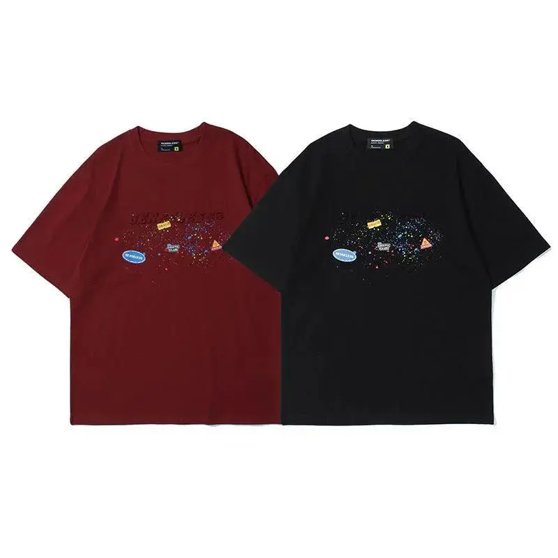 New Fun And Simple Letter Printing Short-sleeved Street Loose Couple Round Neck T-shirt