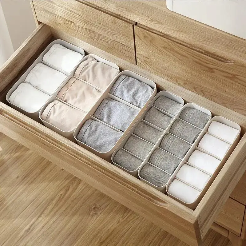 New Socks Storage Box Bra Underwear Organizer Desktop Drawer Finishing Box Bathroom Plastic Storage Case Closet Organiser