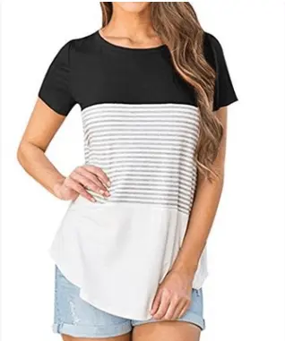 New Striped Casual Round Neck Short-sleeved T-shirt Blouse