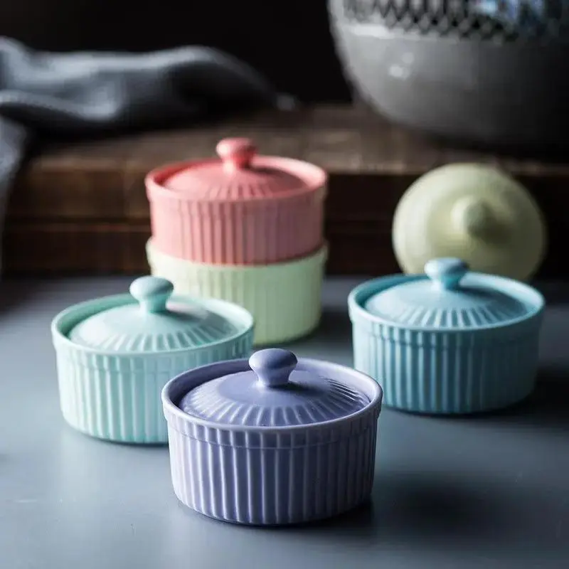 Nordic Style Ceramic Baking Bowl With Lid