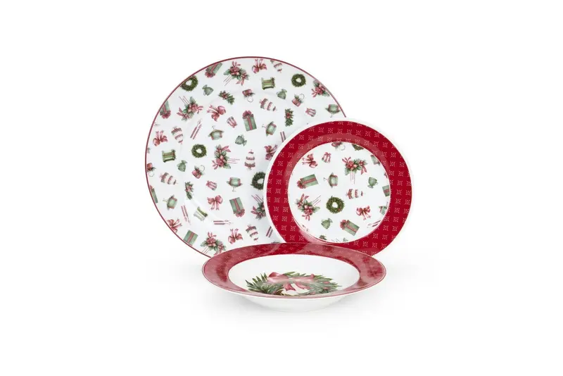Nuvole di stoffa Servizio piatti 6 posti, set 18 piatti "Storia di Natale" D26/19/21 cm