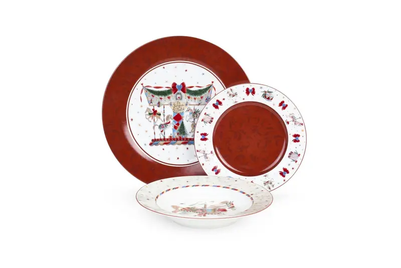 Nuvole di stoffa Servizio piatti di natale 6 posti, set 18 pezzi "Giostra" D26/19/21 cm