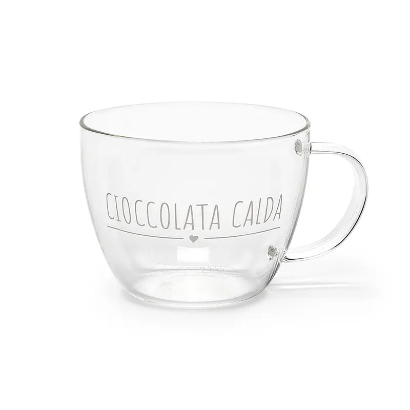 Nuvole di Stoffa Set 2 Tazze in vetro "Cioccolata Calda" "My Home" 350 ml