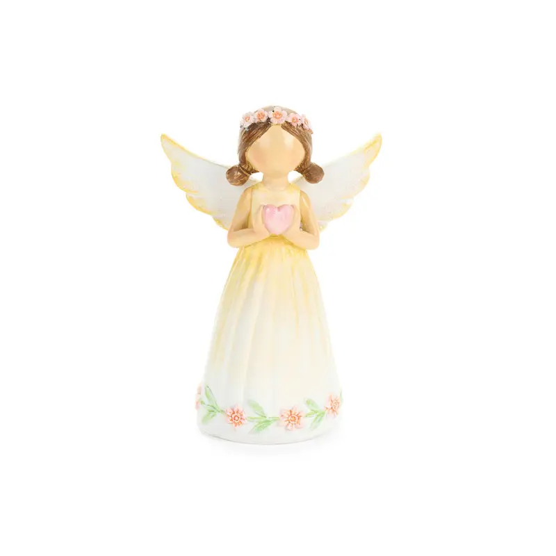 Nuvole di Stoffa Statuina Angelo in resina "Fiorirà" H12 cm 3 varianti(1 unità)