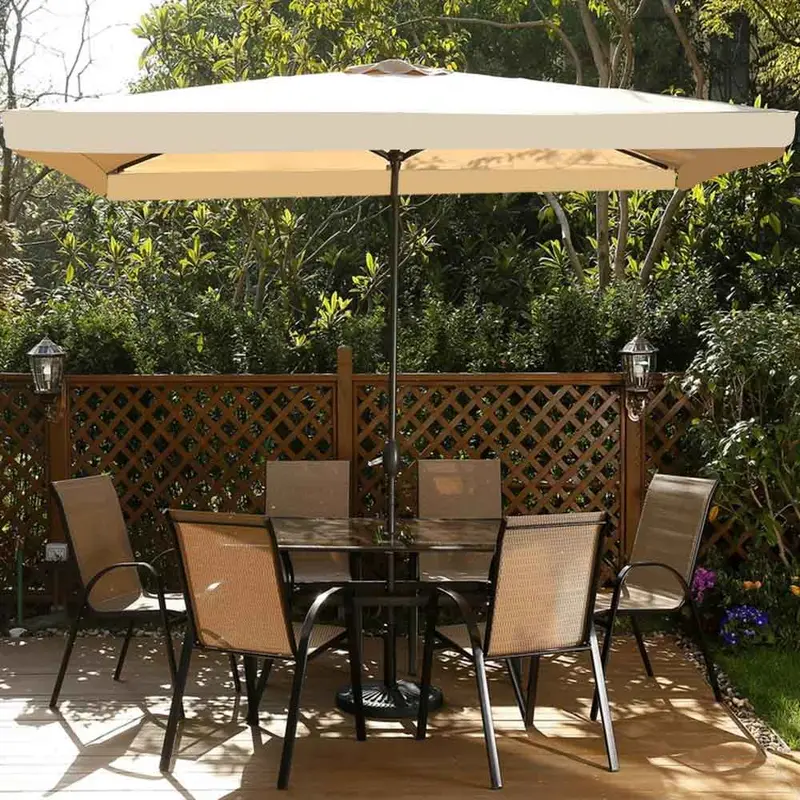 Ombrellone Giardino 3x3mt Palo Centrale Carrucola Air-vent Telo Pendente Beige