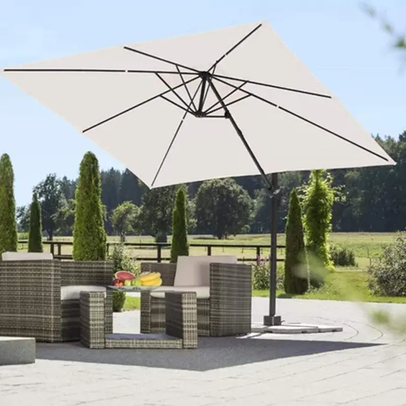 Ombrellone Giardino Decentrato 3x4 MT Alluminio Inclinabile Girevole Ecrù