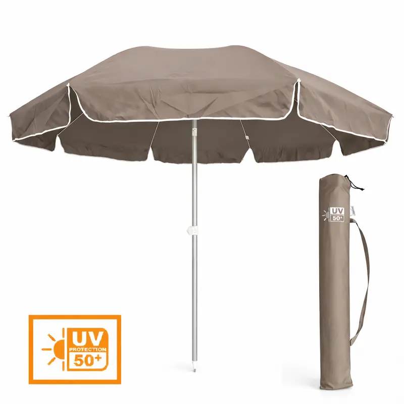 Ombrellone Mare Spiaggia 240 cm Antivento Alluminio UV50+ Inclinabile con Custodia e Trivella
