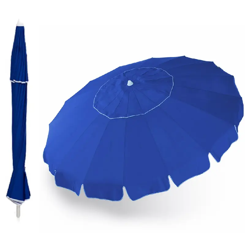 Ombrellone Mare Spiaggia Giardino 220cm Alluminio 16 Stecche con Custodia Air Vent Blu