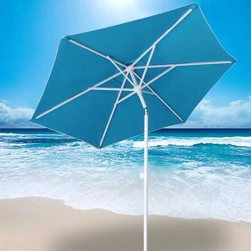 Ombrellone Mare Spiaggia Giardino Acciaio Grande 210cm con Custodia Azzurro