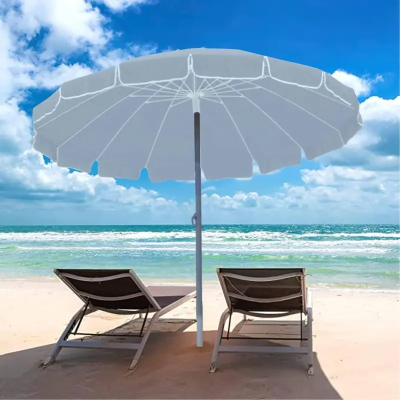 Ombrellone Spiaggia Antivento 16 stecche in fibra di vetro Struttura Alluminio anti UV 240 cm