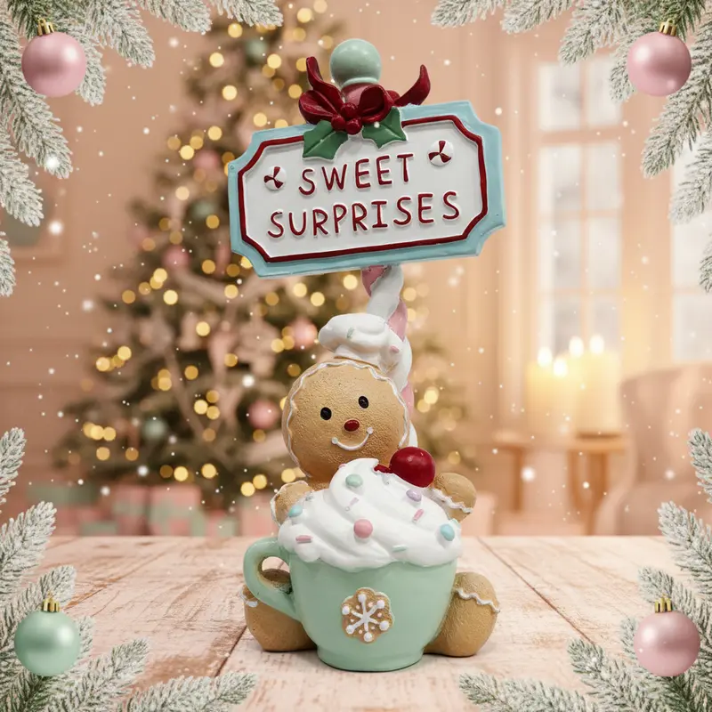 Omino Marzapane Sweet Surprises – Decorazione Natalizia in Resina 10x8x25 cm