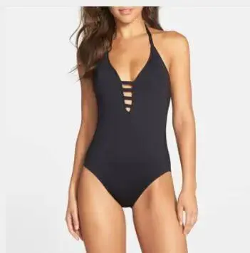 One Piece Swimsuit Women Swimwear Bandage Vintage Beach Wear Solid Bathing Suit Monokini Retro Swimsuit Plus Size Swim Suit