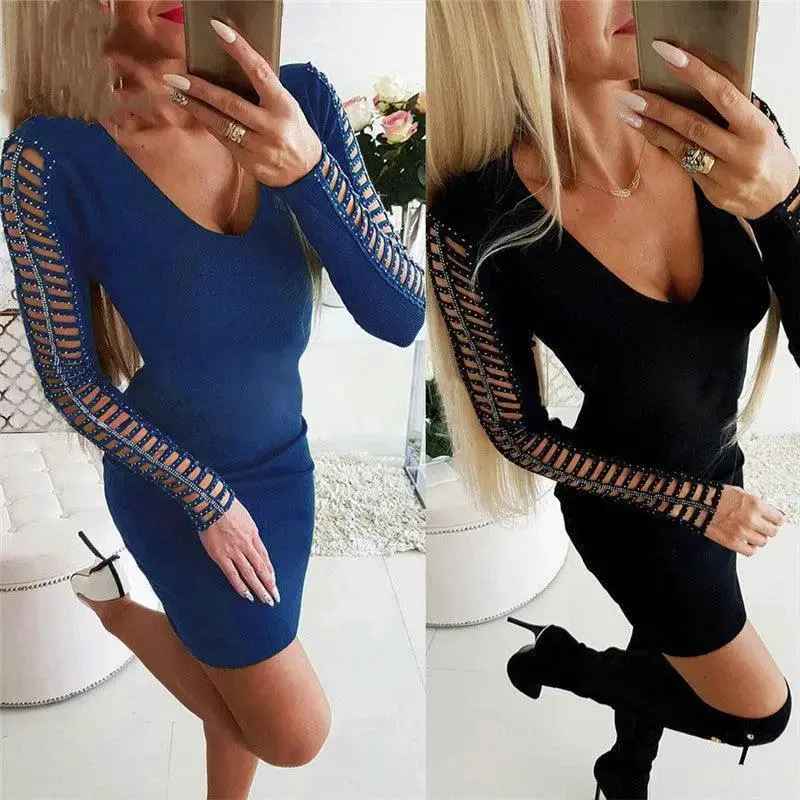 Openwork rhinestone dress