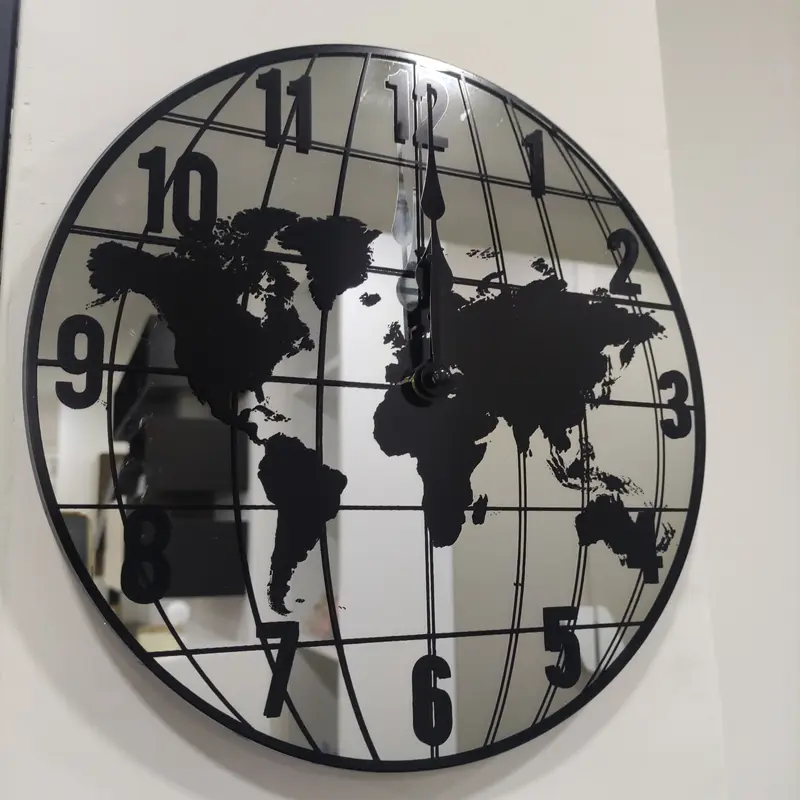 Orologio da Parete a Specchio con Planisfero – Ø 30 cm