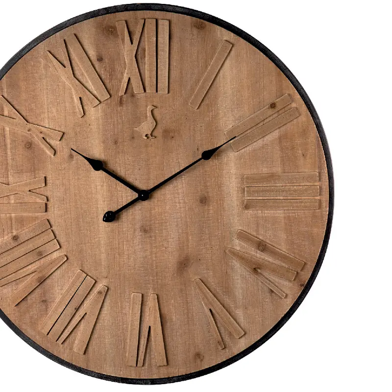 Orologio da Parete Legno Naturale 80 cm Digitale L'Oca Nera