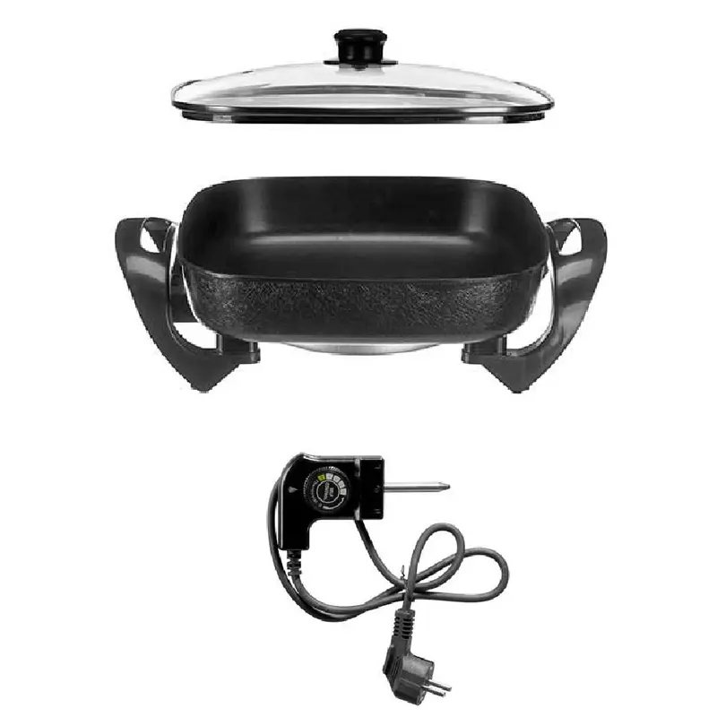 Padella Piastra Elettrica 1500W Antiaderente 30x30cm Termostato Pizza Paella Grill
