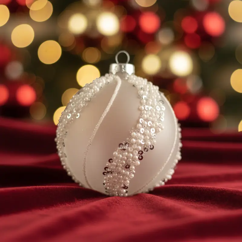 Pallina di Natale in Vetro Decorata a Mano – Ø 8 cm