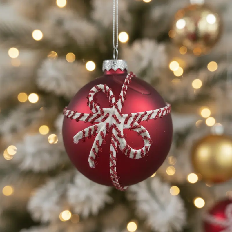 Pallina di Natale in Vetro Decorata a Mano Stile Vintage Ø 8 cm – Made in Italy