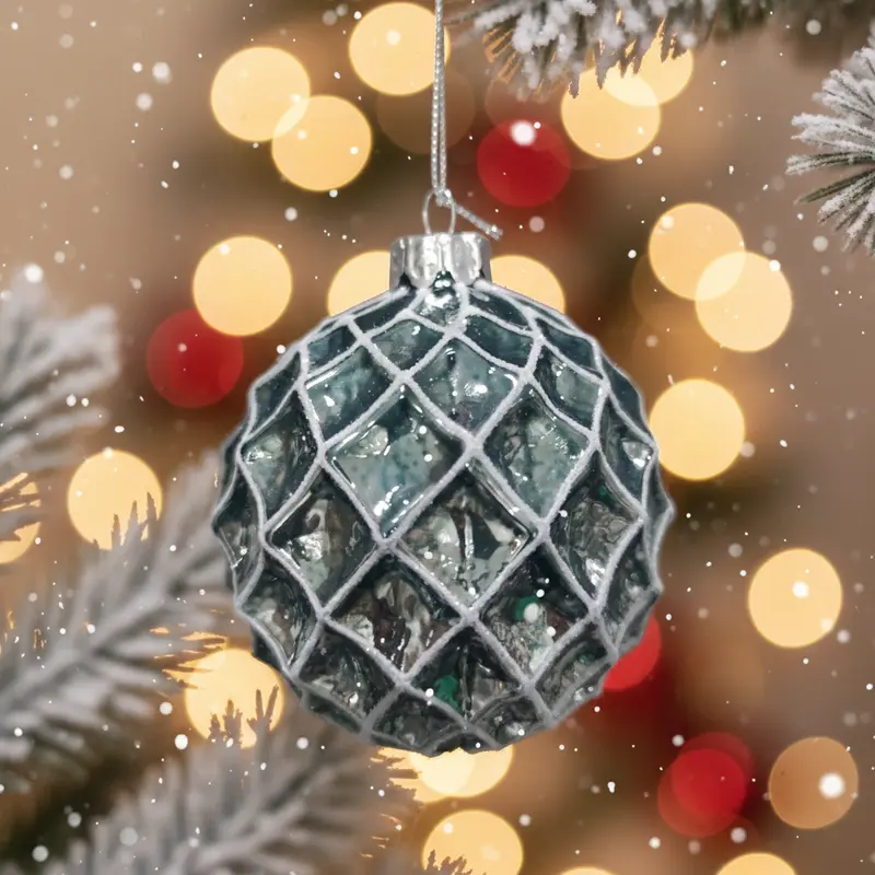 Pallina di Natale in Vetro Effetto Vintage Ø 8 cm – Made in Italy